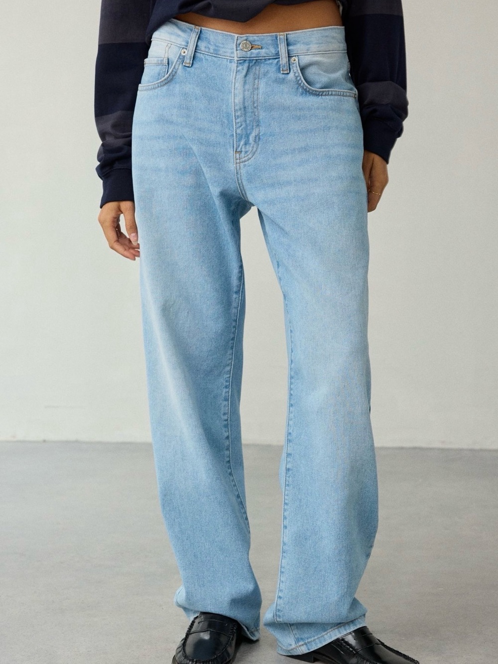 BDG Urban Outfitters Olive Stovepipe Jeans Light Wash Mid Rise Baggy Wide Leg 27